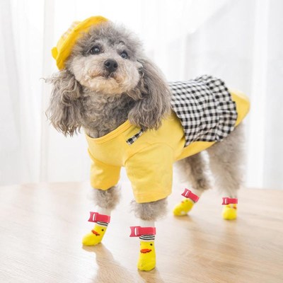 博美小型犬室内防掉防滑袜泰迪比熊雪纳瑞幼犬防刮花防脏宠物袜子