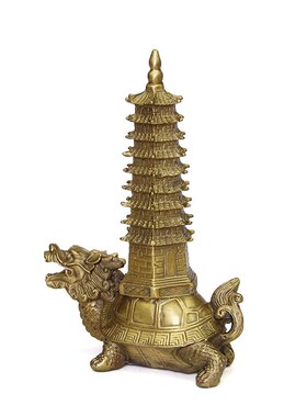 铜龙龟文昌塔摆件9层铜文昌塔龙龟背塔办公室书桌摆件