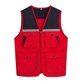 多口袋装修工作服反光马甲定制护林员劳保志愿者马甲订做印字logo