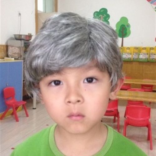中老年假发 儿童舞台假发 花白假发 男孩表演老爷爷 短直发包邮