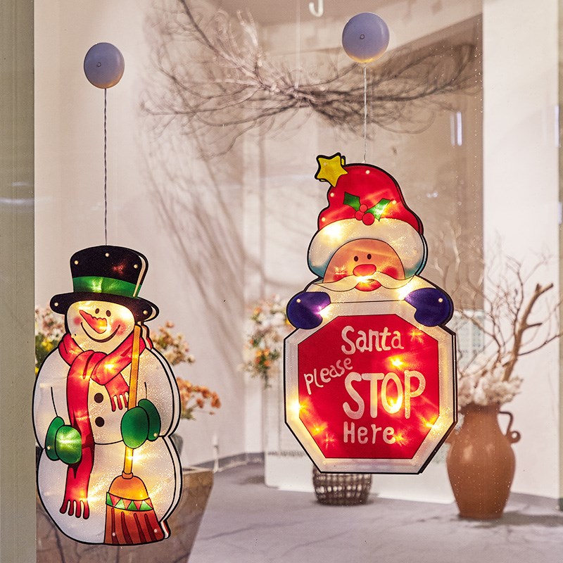 灯牌圣诞老人stop圣诞树圣诞节装饰品彩灯小挂饰橱窗商场店铺挂件