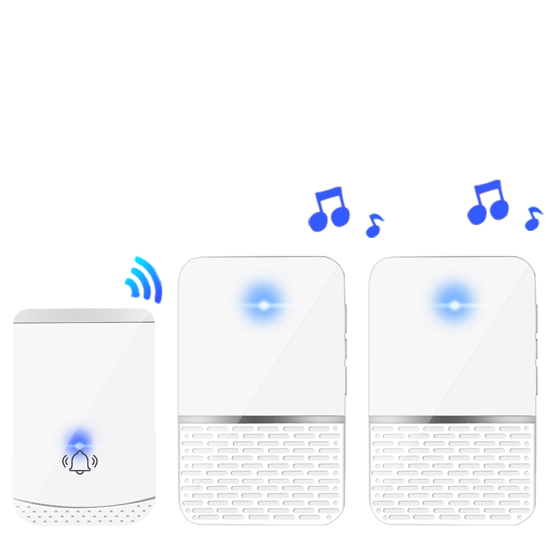 无线门铃不用电池一拖一二 家用 1拖2  防水电子遥控门铃 呼叫器