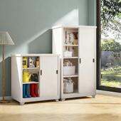 家用阳台推拉门衣柜花园储物柜户外防水防晒杂物柜靠墙一体钢制