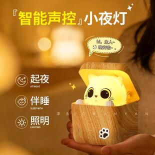 淳言胆小喵躲猫猫氛围趣味小夜灯可爱创意感应式睡眠灯礼物小夜灯