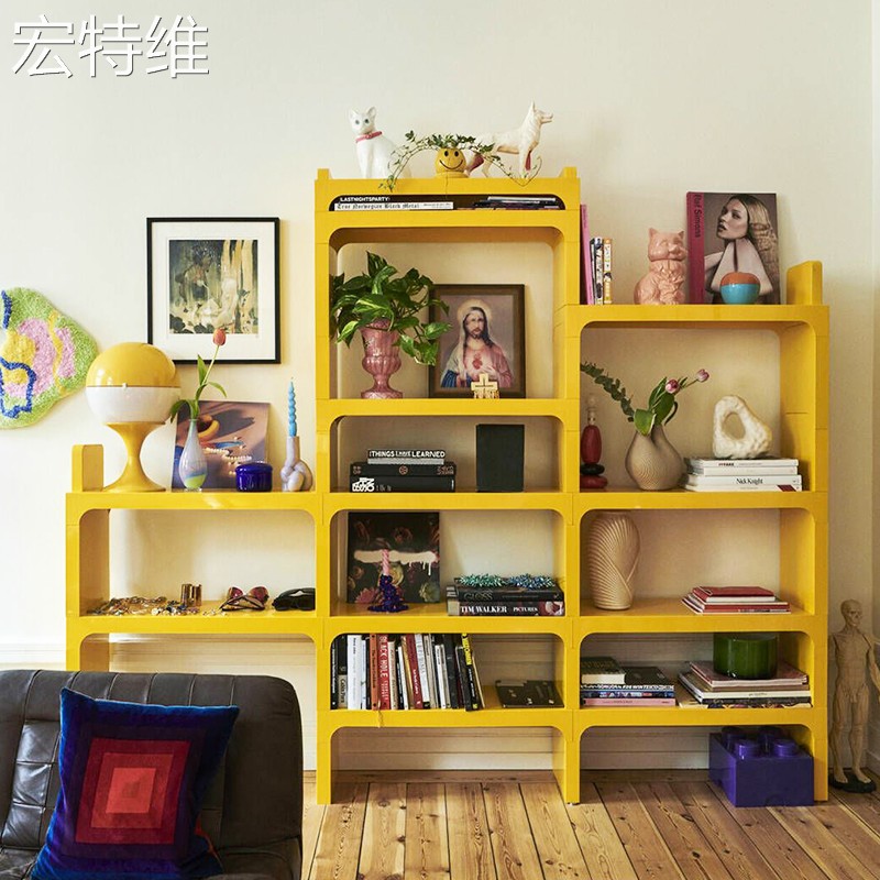 自由组合书架置物架落地现代简约客厅多层靠墙收纳柜奶油ins架子