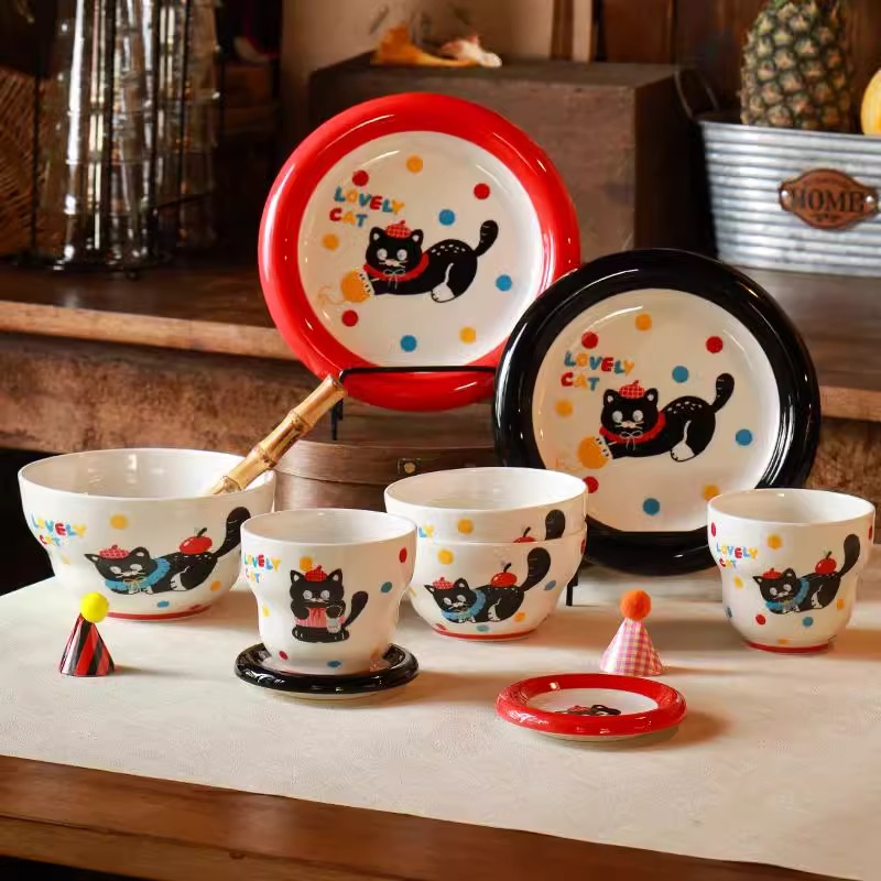 陶瓷碗个人专用高颜值餐具新婚礼物盘子水杯菜盘家用釉下彩米饭碗