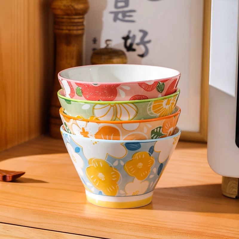 碗个人专用陶瓷米饭碗家用2025新款高颜值特别好看的碗高级斗笠碗