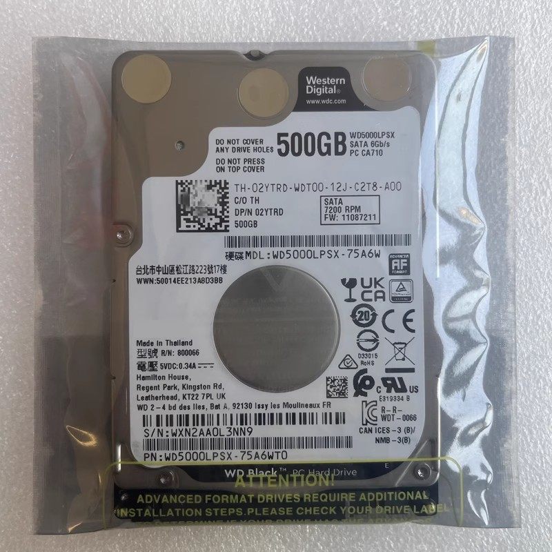 西部数据500G黑盘WD5000LPSX
