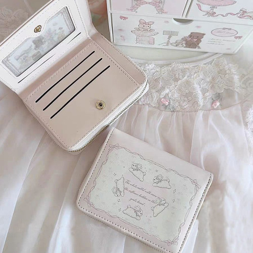 卡通可爱兔子学生女短款钱包