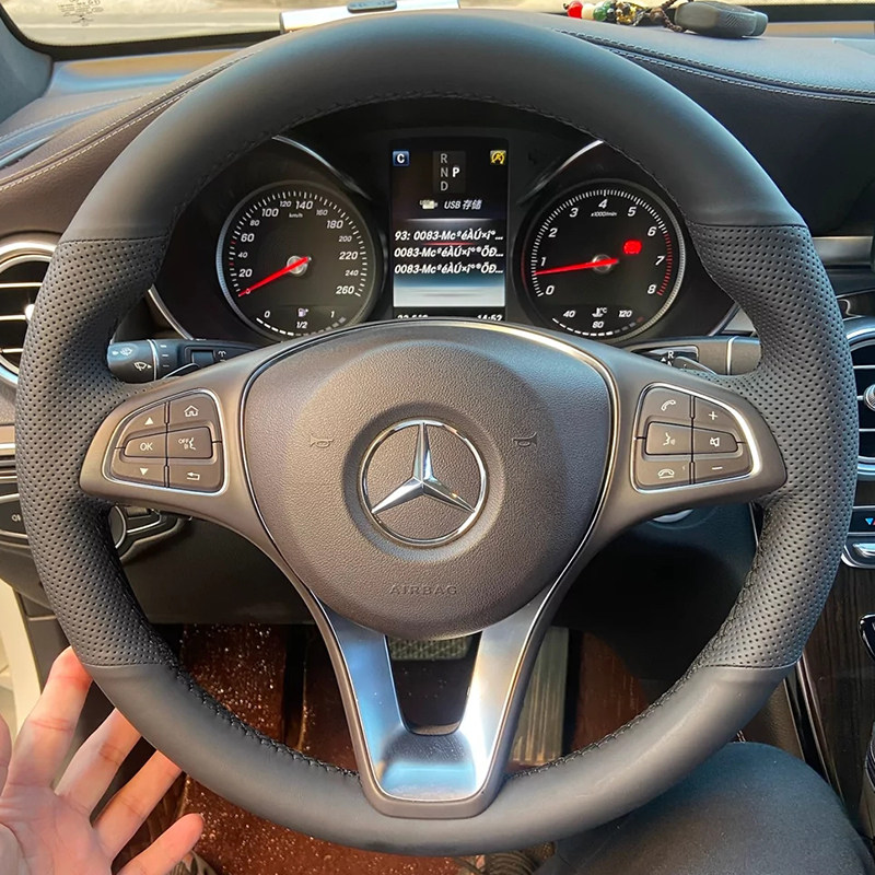适用于奔驰GLC260方向盘套真皮C级GLA GLE GLS把套手缝专用全包款
