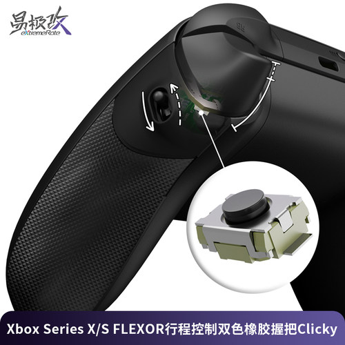 eXtremeRate易极改 Xbox Series X/S手柄FLEXOR行程控制双色橡胶握把Clicky套装FPS手感增强防滑防汗射击游戏
