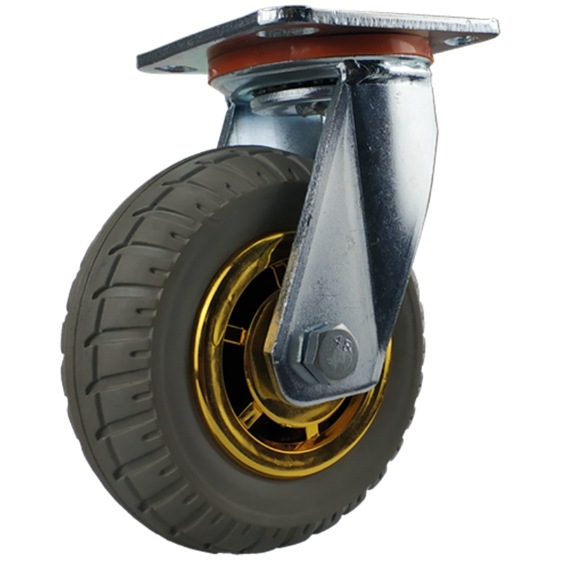 重型万向轮轮子带刹车4568寸实心静音平板橡胶耐磨脚轮手推车轱辘