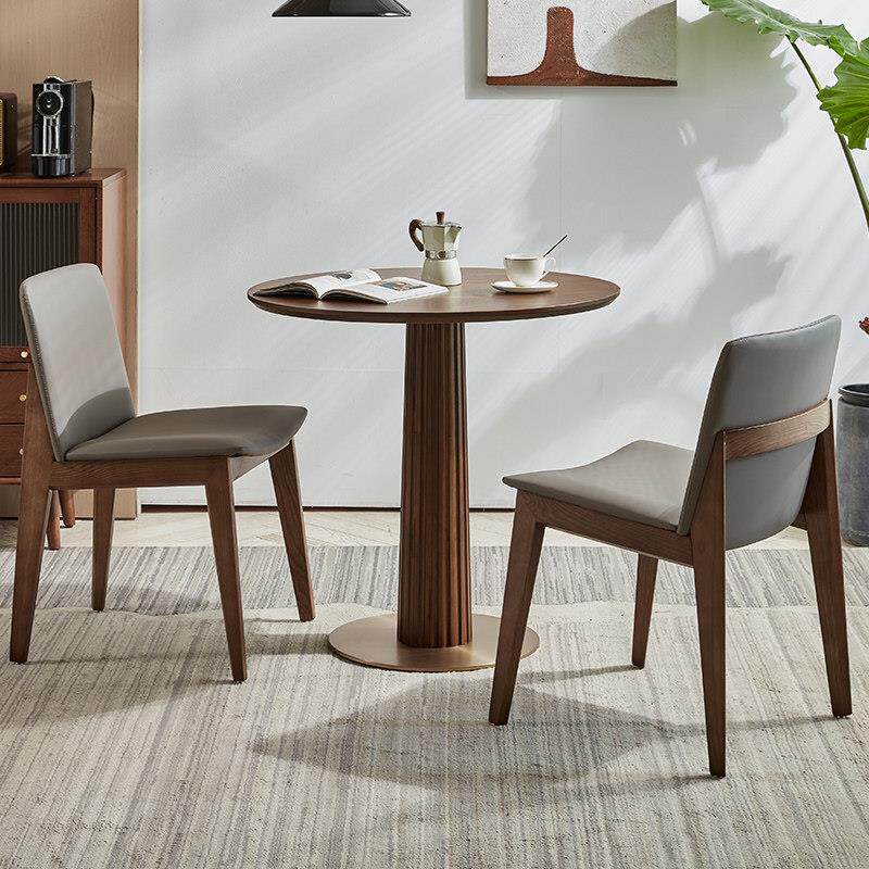 中式实木餐桌洽谈桌椅组合高级感轻奢接待咖啡厅阳台小圆桌子椅子
