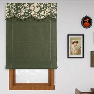 定制法式提花覆古绿窗帘拉卷式双层罗马帘卷帘全遮光中古风扇形帘