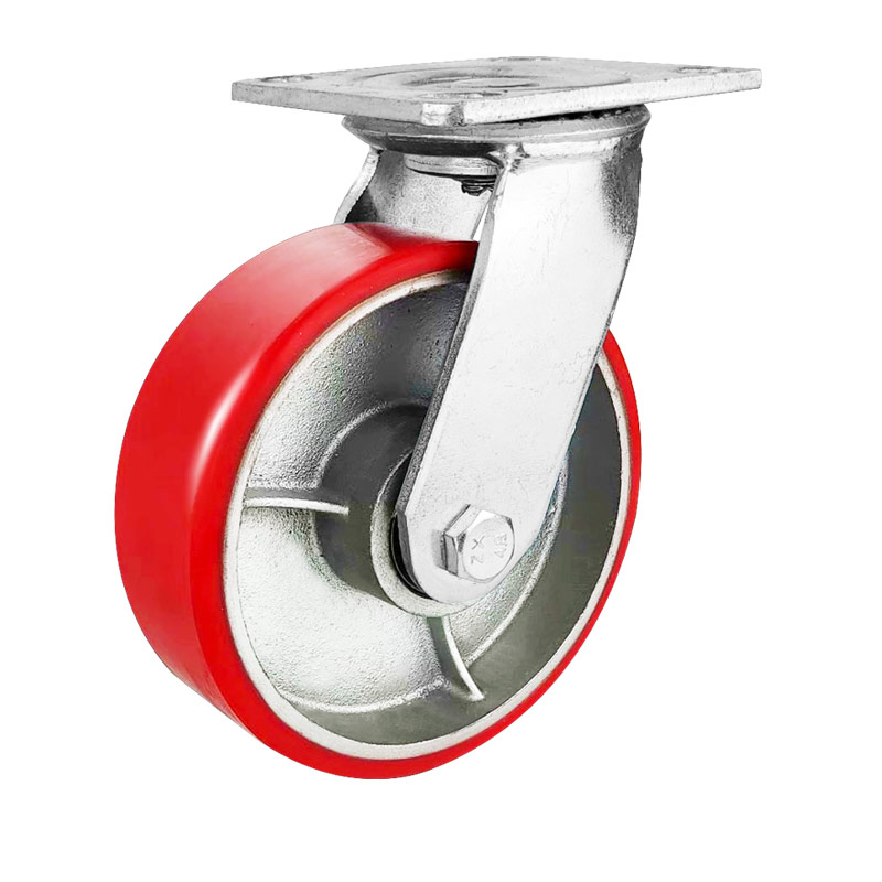 重型脚轮4寸5寸6寸8寸铁芯聚氨酯万向轮手推车刹车载重PU推车轮子