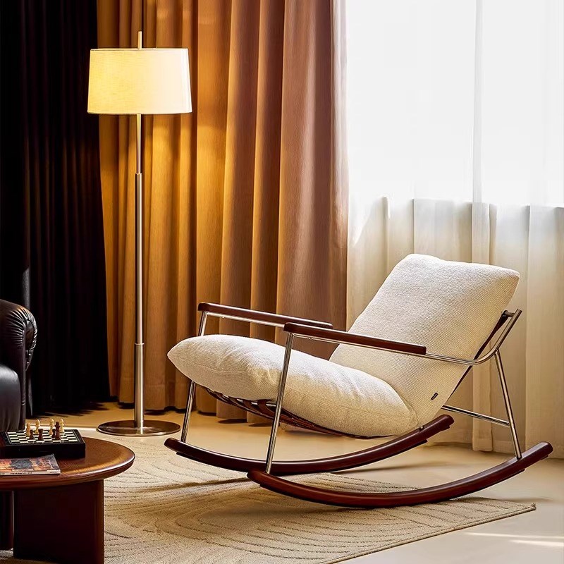 摇椅客厅现代轻奢可拆洗软包沙发设计师躺椅单人摇摇椅