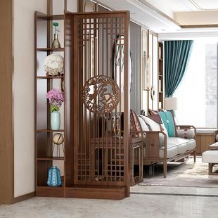 实木屏风隔断客厅移动办公室现代简易遮挡玄关储物置物架座屏 中式