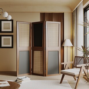 设计师中古实木屏风隔断客厅入户酒店沙发背景墙折叠移动玄关折屏