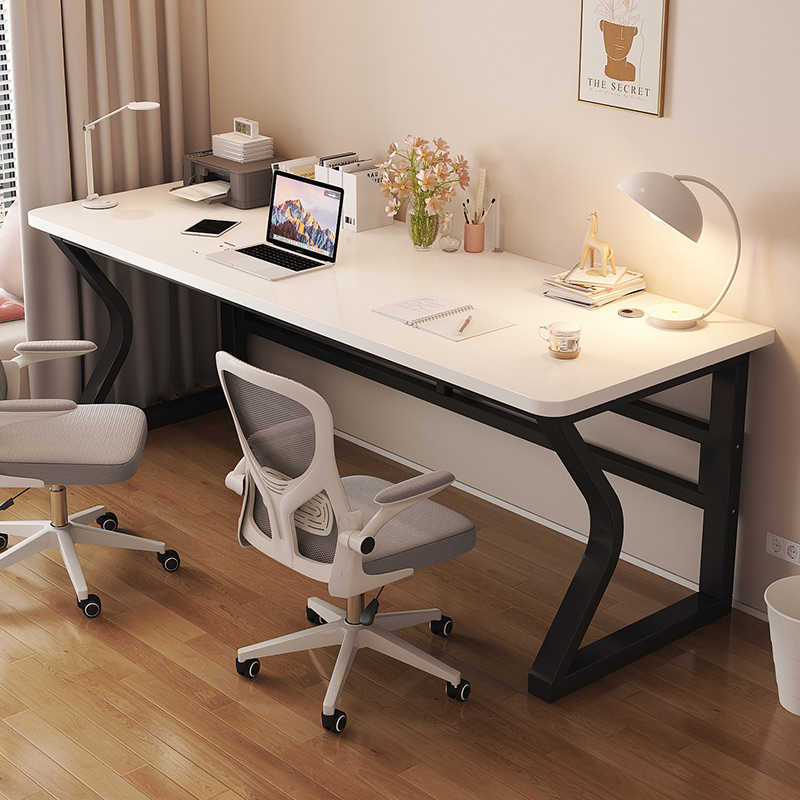 实木电脑桌台式家用并排办公桌子学生卧室学习写字桌情侣双人书桌