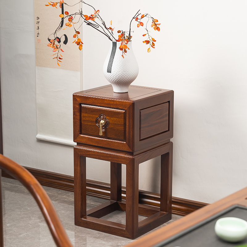 乌金木中式实木花架客厅玄关电视柜旁高花架子高端花几阳台落地式