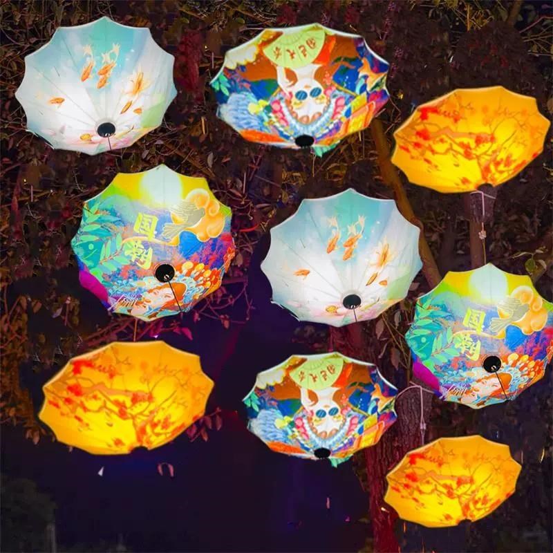 古风国潮雨伞天幕灯新春节日商业街工程亮化灯LED户外古镇装饰灯