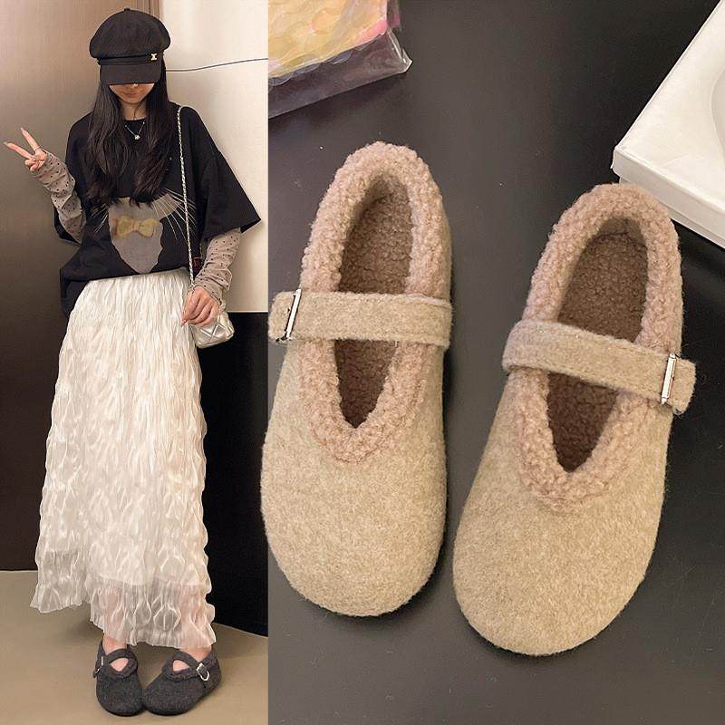 法式仙女加绒毛毛鞋豆豆鞋女平底2025秋冬软底玛丽珍鞋勃肯鞋棉鞋,女鞋,勃肯鞋/软木鞋,淘宝优惠券,粉丝福利购,淘宝优惠卷