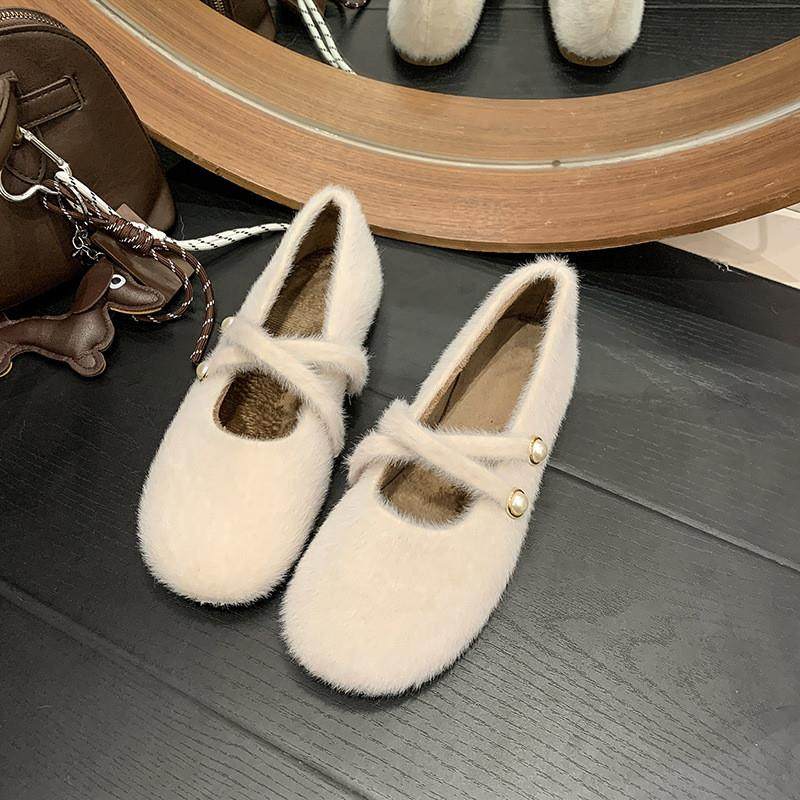 毛毛鞋女外穿2025年冬秋季新款平底棉鞋豆豆鞋加绒百搭休闲单鞋女,女鞋,棉鞋,淘宝优惠券,粉丝福利购,淘宝优惠卷