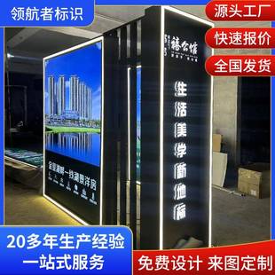 立式导向牌落地展牌小区停车场导视牌户外大型不锈钢精神堡垒定制