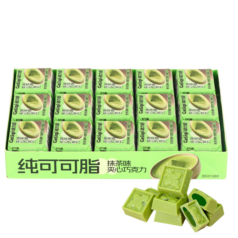 格力奇纯可可脂抹茶味夹心巧克力办公室解馋休闲零食超市同款糖果