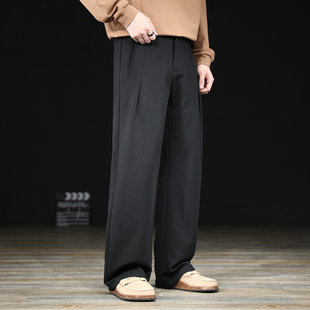 潮牌宽松阔腿裤 加绒加厚直筒裤 男士 复古百搭休闲裤 子 秋冬新款 美式