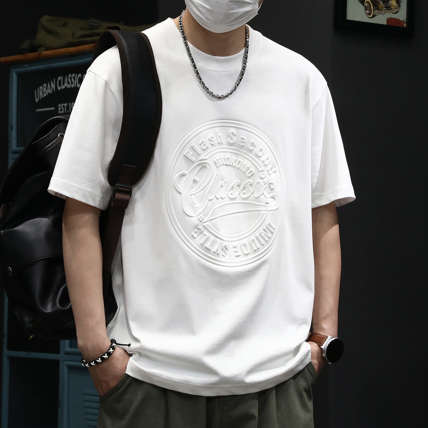 【立体3D压花】日系重磅短袖T恤男夏季新款宽松休闲纯棉潮牌上衣,男装,T恤,淘宝优惠券,粉丝福利购,淘宝优惠卷