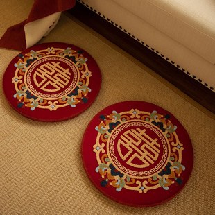 结婚跪垫一对红色改口敬茶拜垫加厚新娘坐福垫子喜字婚庆用品大全