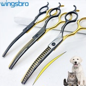 wingsbro宠物弯剪刀美容店修毛弯牙弯蓬弯鱼骨家用狗美容修毛工具