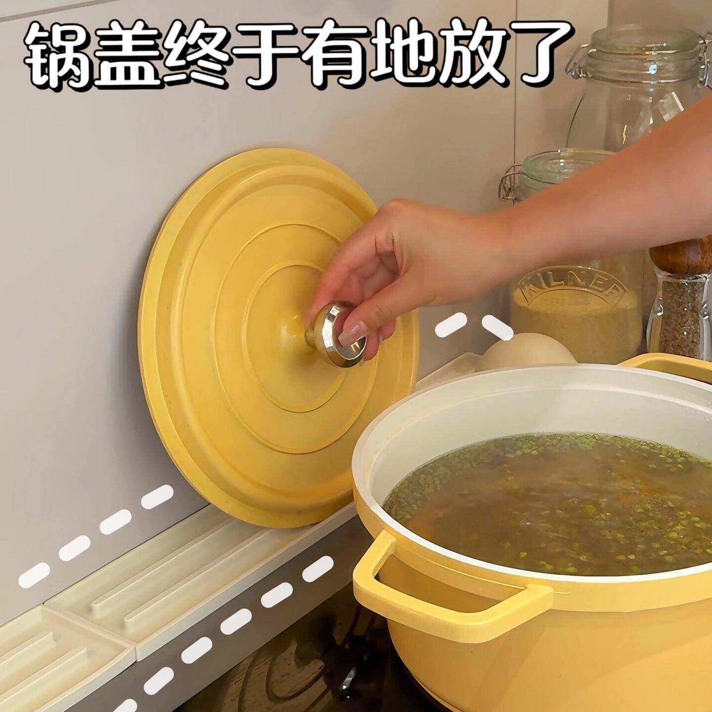 窄缝锅盖收纳垫软硅胶台面式防滑垫厨房菜板沥水垫灶台锅铲放置垫
