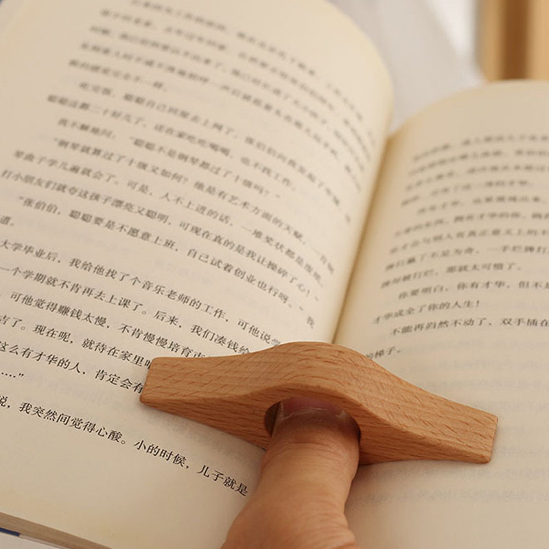 实木创意看书压页木指环单手读书神器复古木质阅读压书指扣简约