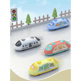 儿童双向回力小汽车高铁火车男孩套装车车4婴儿宝宝1一3岁2玩具车
