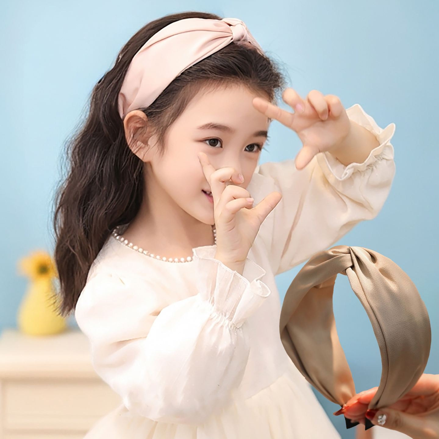 2025夏新款儿童高级感缎面发箍
