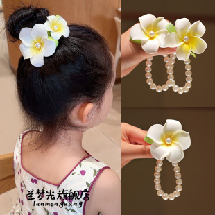 鸡蛋花发圈头饰女童头箍小女孩丸子头发圈高级感儿童氛围感发饰