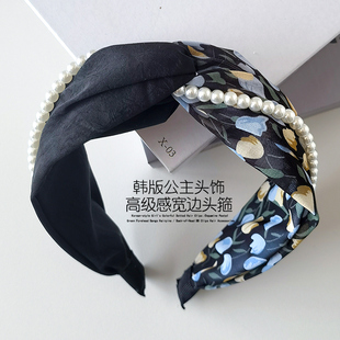 2025新款 高级感压发卡儿童缎面拼接发箍女童防滑气质宽边头箍 韩版