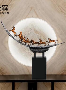 佐森 八骏雄风 铜马摆件客厅玄关饰品办公室桌面定制公司开业礼物