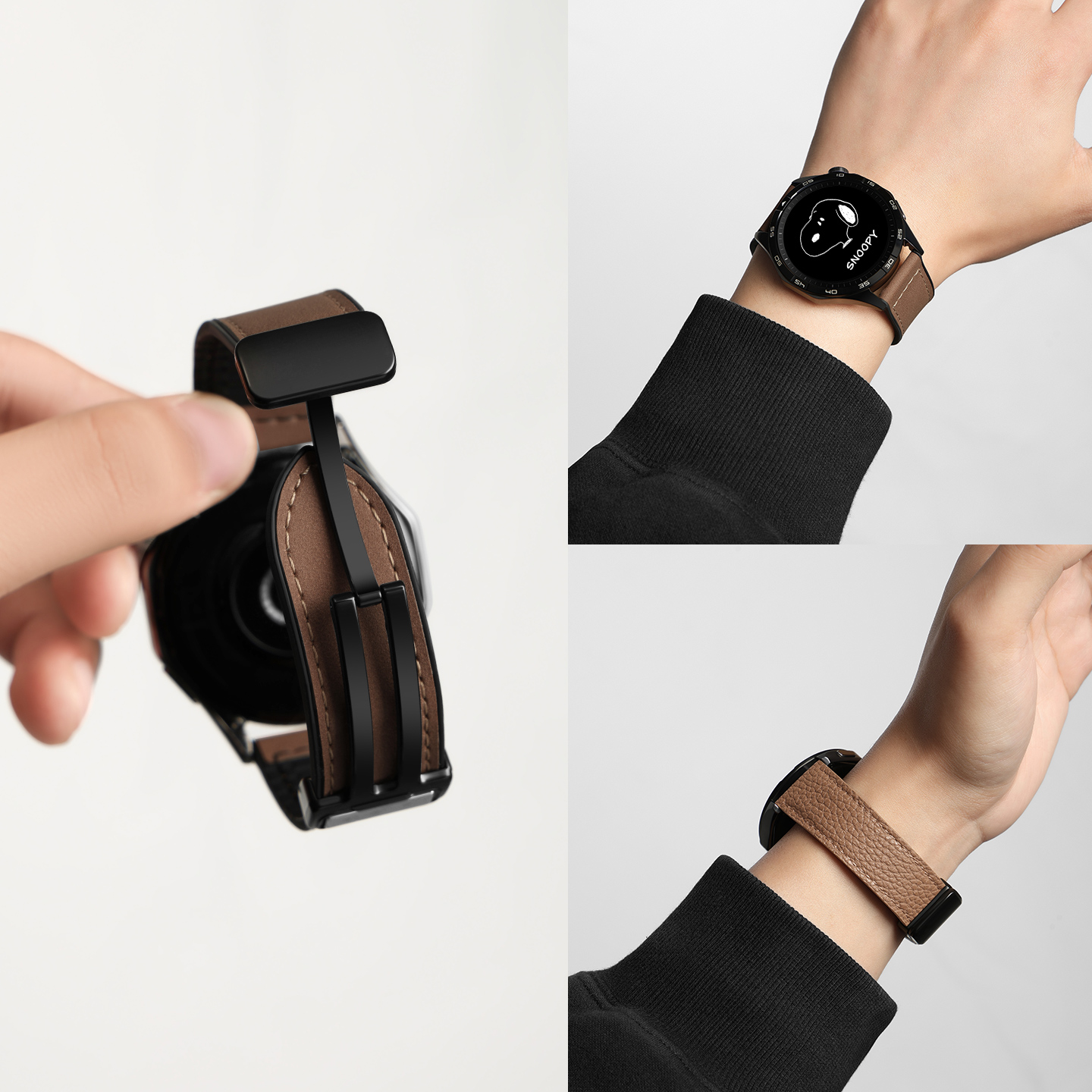 【新款疯马皮】适用小米watchs4