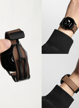 适用小米watchs4表带s3手腕带41mm磁吸扣秋冬款s4Sport疯马皮s1pro手表带皮质color2运动替换男生s2配件冬天