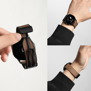 适用小米watchs4表带s3手腕带41mm磁吸扣秋冬款 s4Sport疯马皮s1pro手表带皮质color2运动替换男生s2配件冬天