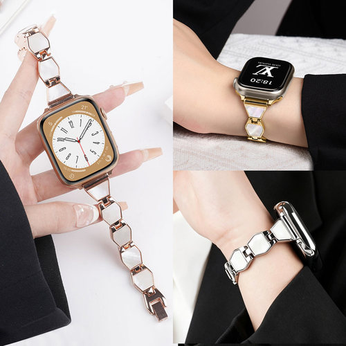 苹果iWatchS11菱形贝壳金属表带