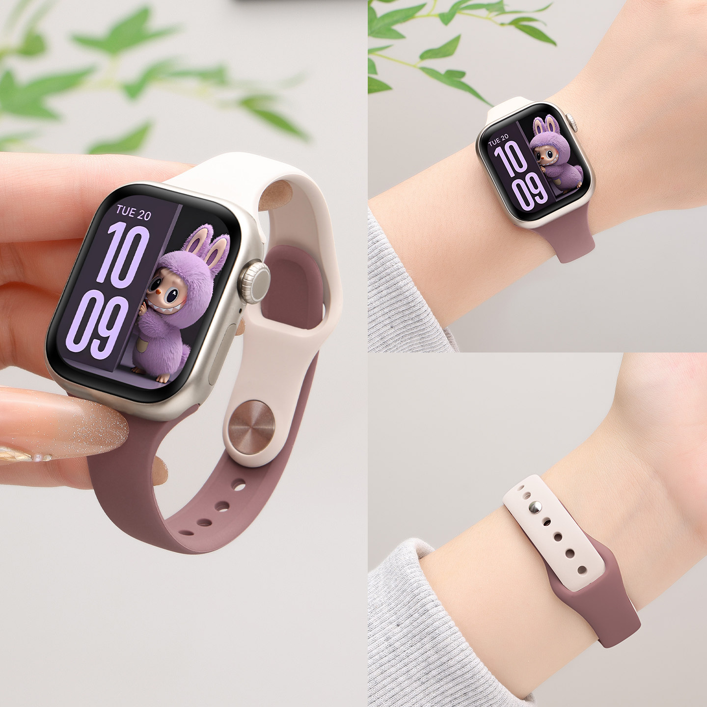 适用苹果手表表带iwatchs11小蛮腰applewatchs10拼色液态硅胶ultra3高端女款s9高颜值百搭se反扣s8智能夏季