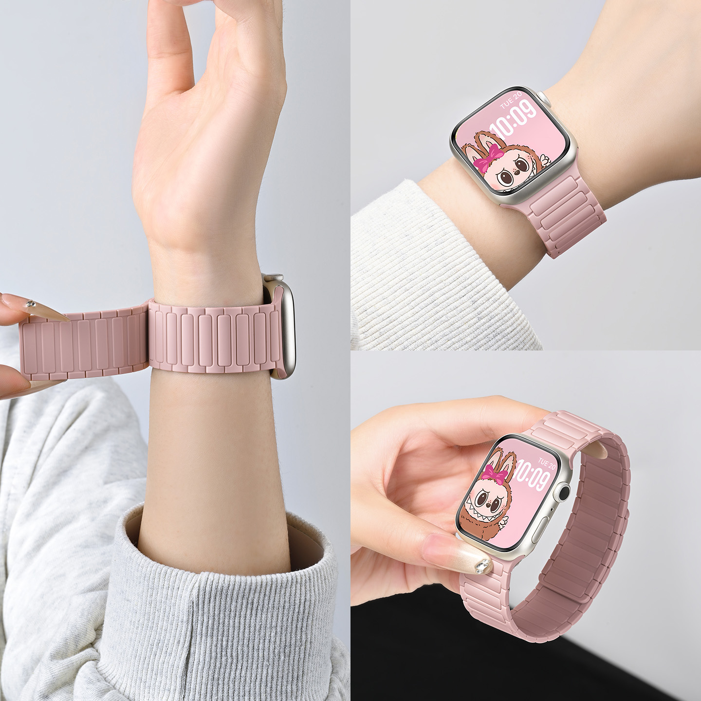 张婧仪同款适用2025苹果iwatchs10手表新款表带s10/9版女高级感series原装夏天运动磁吸手环硅胶小众腕带男款