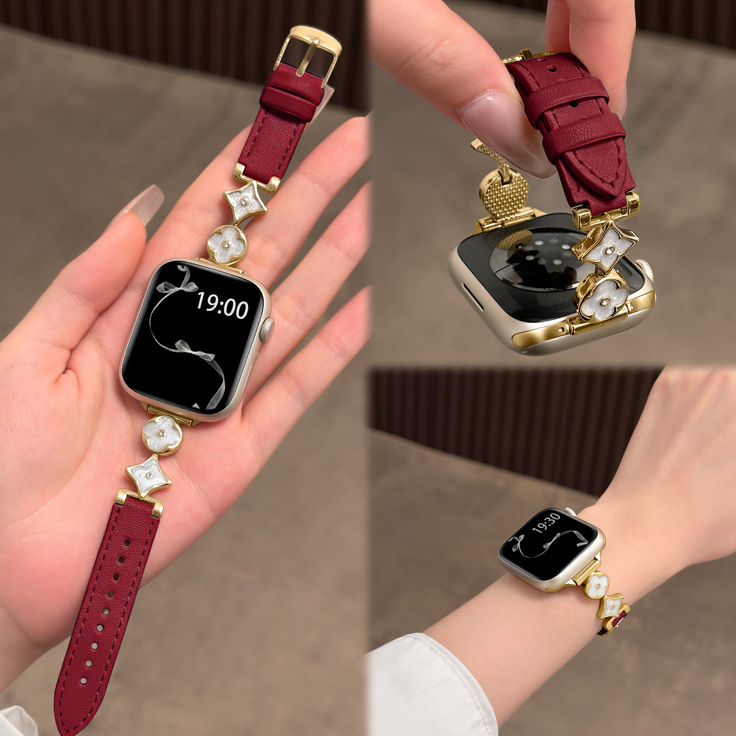戴界精致四叶花适用苹果s11watch图片