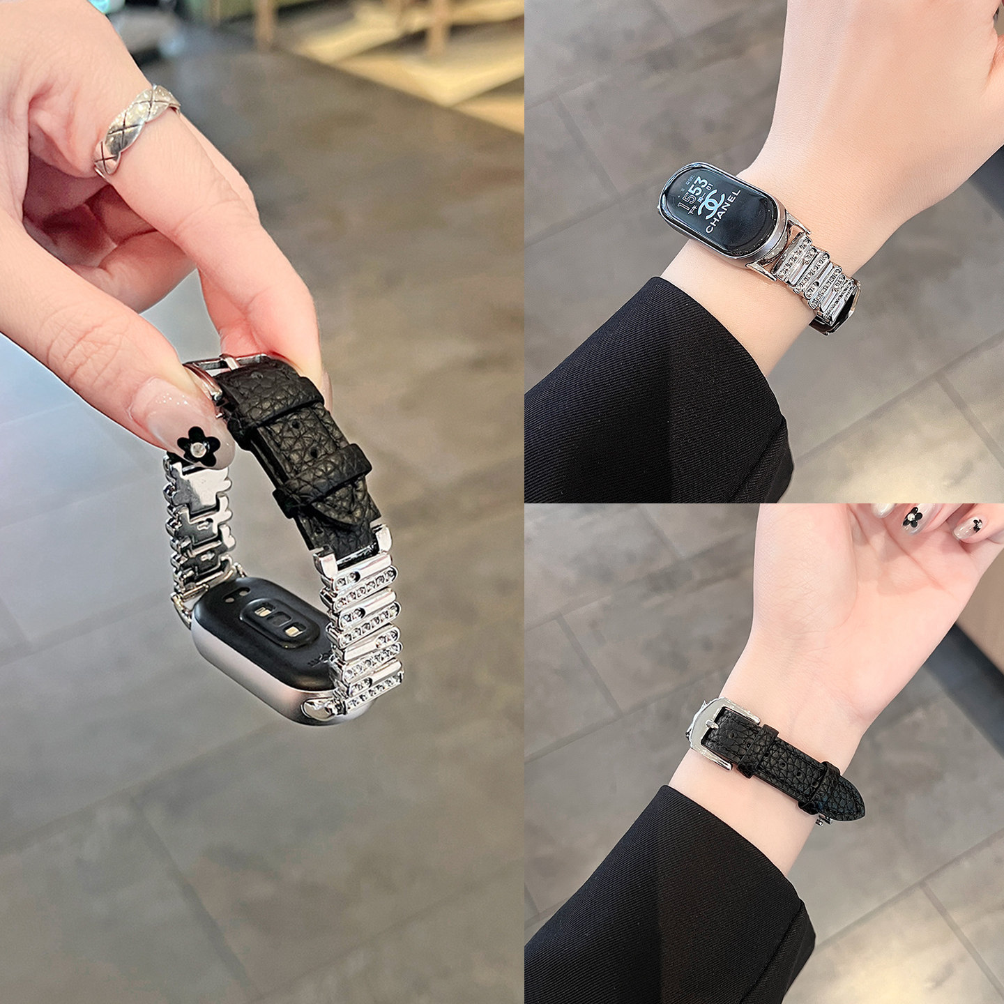 【裸眼爆闪】适用小米手环10表带韩系女生不规则镶钻9表带高级感韩系小蛮腰智能运动8NFC版轻奢秋冬款手表带