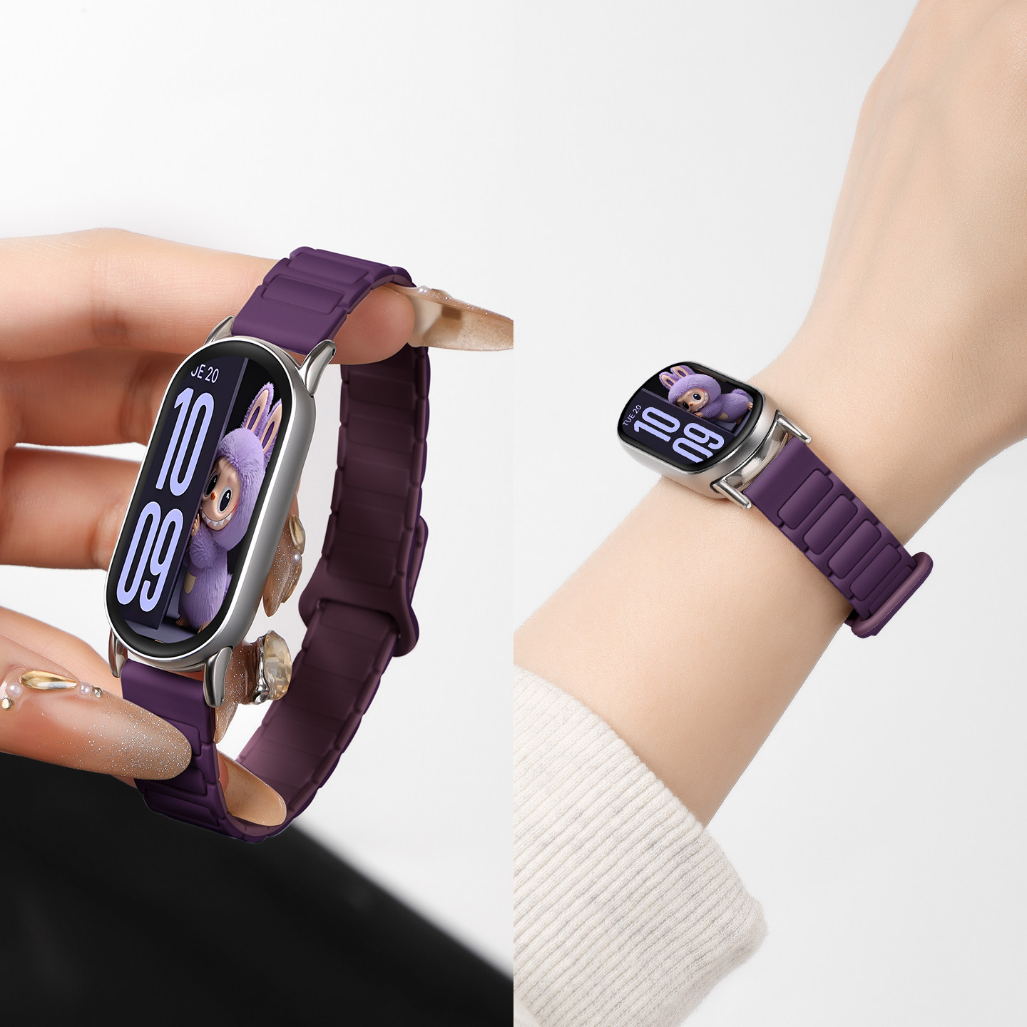 适用小米9手环表带10手表带8新款磁吸硅胶智能运动nfc版九代陶瓷特别版系列替换带男女生高级感小众夏季配件