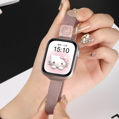 适用苹果s11表带女生细款表链秋